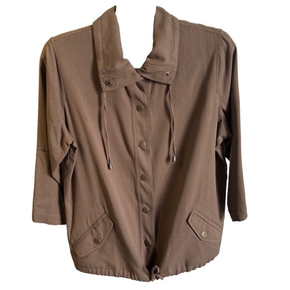 Christopher & Banks Women's Brown Button-Down 3/4 sleeve Jacket, Large - Picture 1 of 5